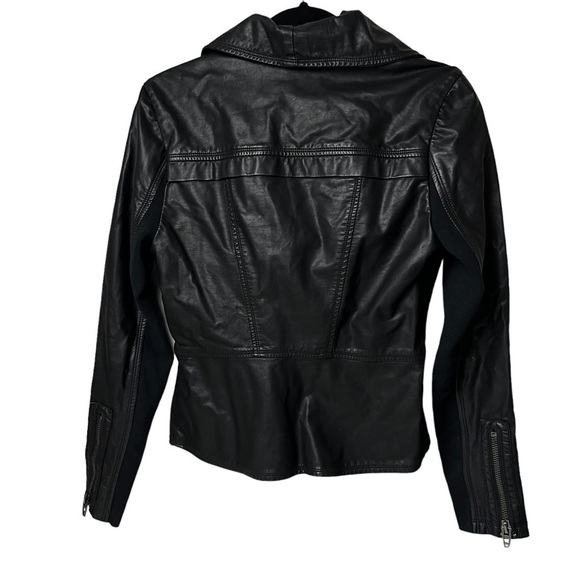 BlankNYC Faux Leather Moto Jacket in Black Size XS Cowl Neck Zip Sleeve & Front - Picture 8 of 9